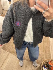 Teddy jacket Azzurro - antraciet