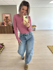 Rib longsleeve 2.0 Azzurro - pink/green