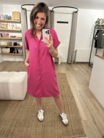 Basic pocket dress Azzurro - magenta