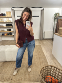 Zip knitted spencer Azzurro - bordeaux