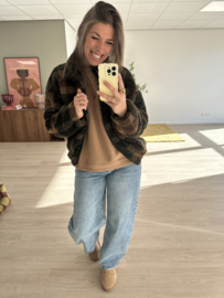 Teddy check jacket - army green