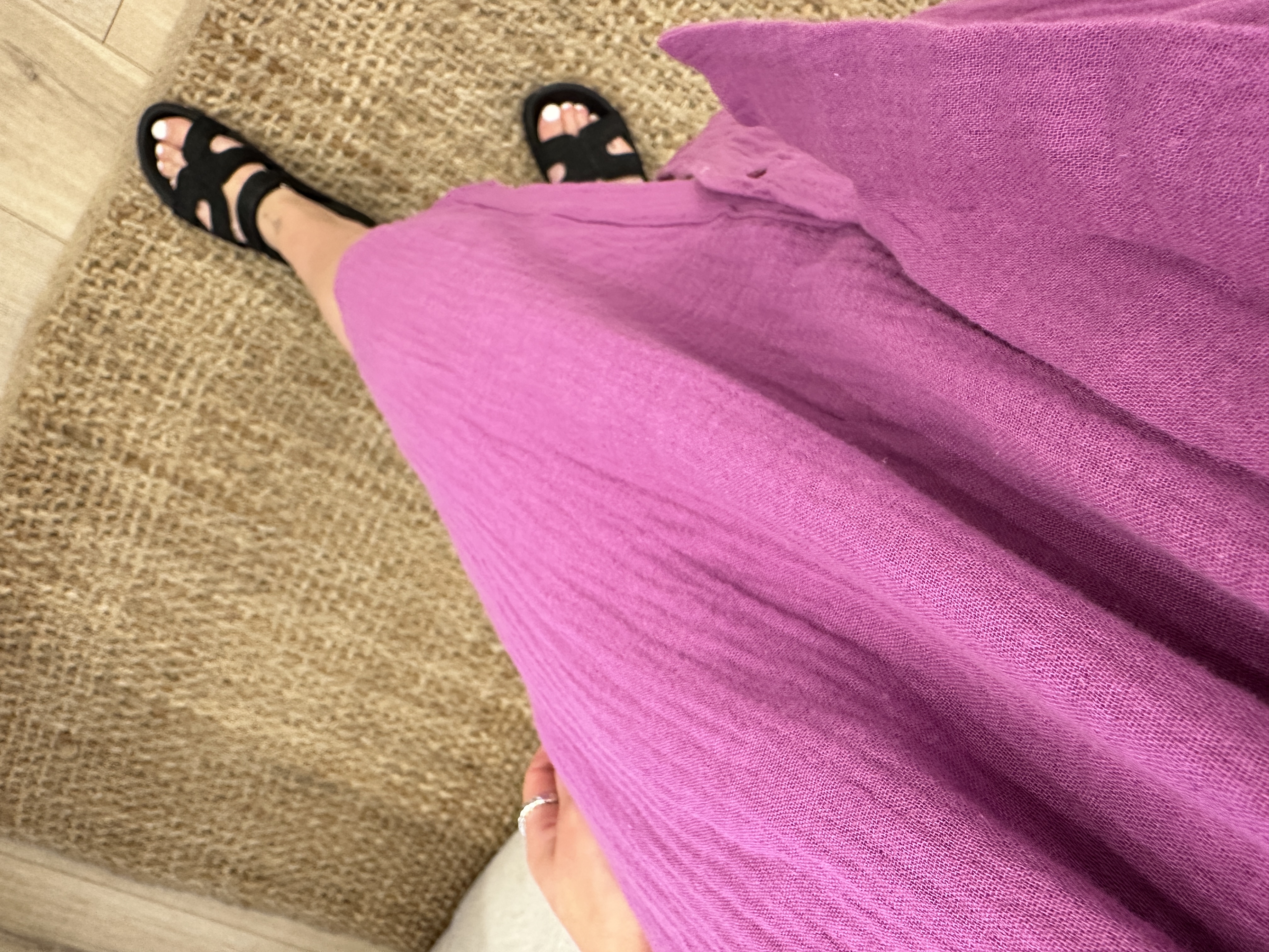 Waffle pocket dress Azzurro - dark magenta