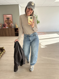 Stripe rib longsleeve Azzurro - dark brown/naturel