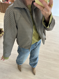Check bomber jacket - army green