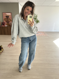 Soft polo pull - grey