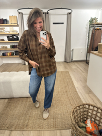 Check blouse Azzurro - brown