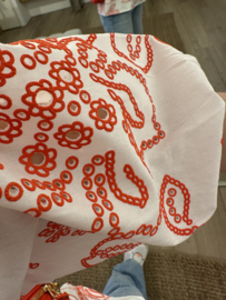 Embroidery blouse Azzurro - red