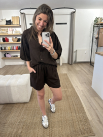 Linen short Ambika - dark brown