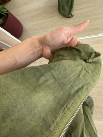 Linen short bomber - army green