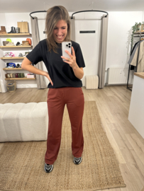 Travel pants Azzurro - dark rust brown