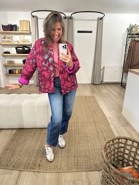 Print kimono jacket Azzurro - dark magenta
