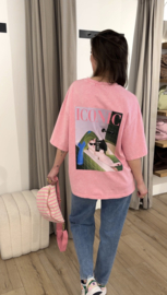 Iconic cat oversized tee - pink light