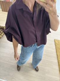 Puff button blouse - aubergine