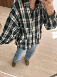 Check pocket blouse - dark green