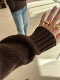 Basic knitted pull Azzurro - dark brown