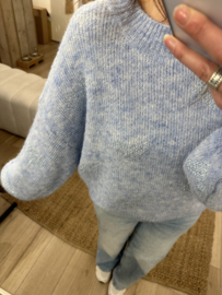 Heart knitted pull Azzurro - blue light