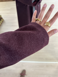 Long mantel coat Azzurro - bordeaux