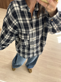 Check pocket blouse - dark blue