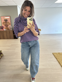 Stripe scarf tee Azzurro - blue/bordeaux