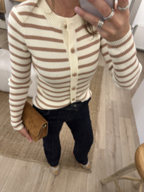 Stripe rib pull Azzurro - camel/naturel