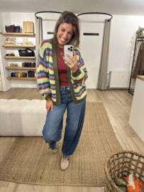 Stripe colour knitted cardigan Azzurro - army green