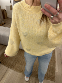 Heart knitted pull Azzurro - yellow light