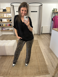Basic V-tee Azzurro - black
