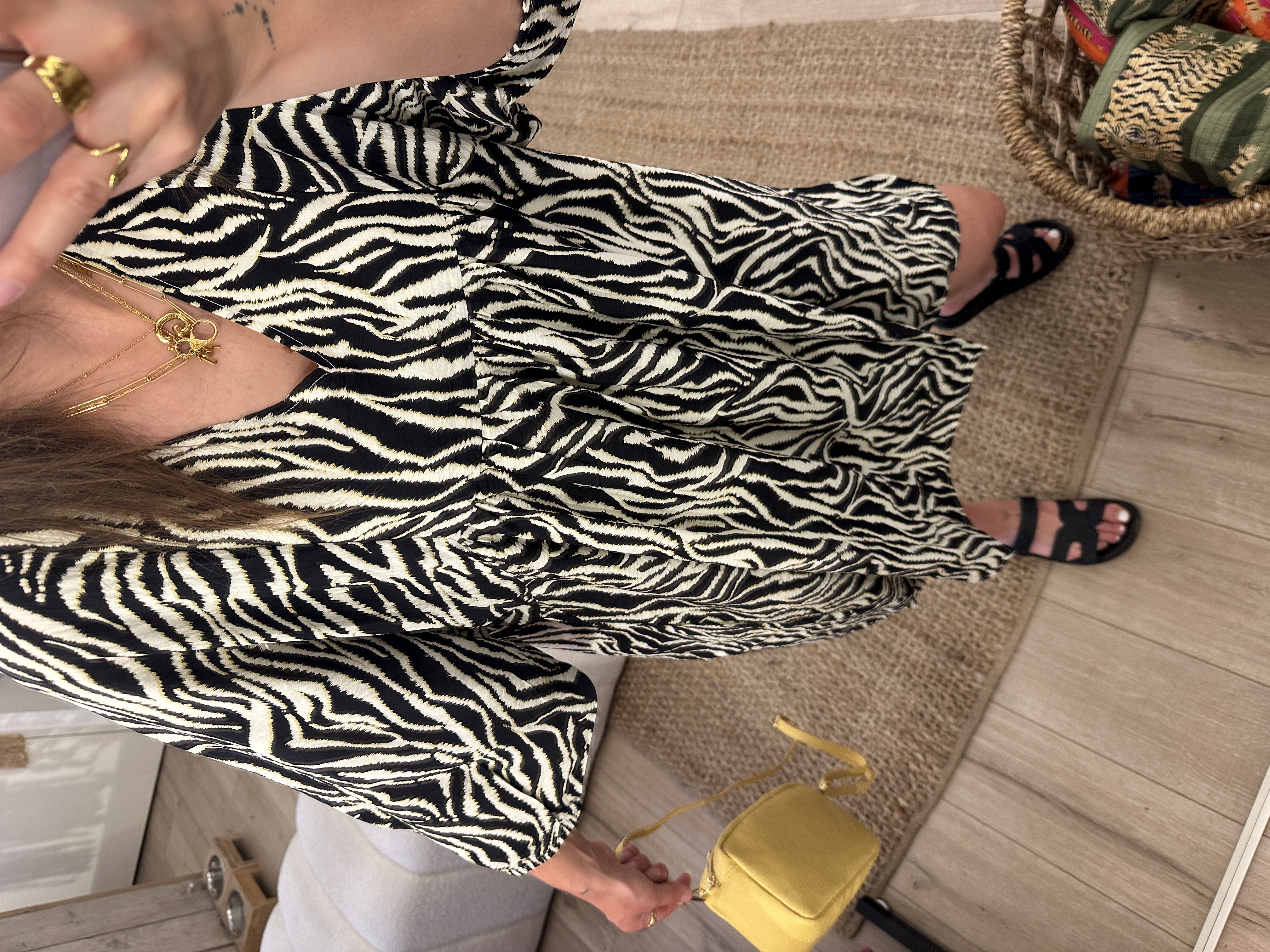 Print wide dress Azzurro - zebra