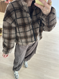 Teddy check jacket - taupe