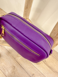 Leather classic crossbody bag - purple