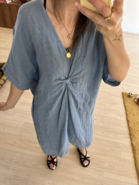Linen knot dress - blue