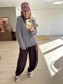 Stripe knitted pull - bordeaux/aubergine/blue light