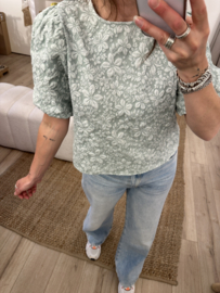 Flower puff tee Azzurro - green