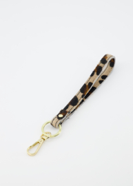 Leather key chain - panter/gold