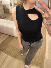 Basic top Azzurro - black