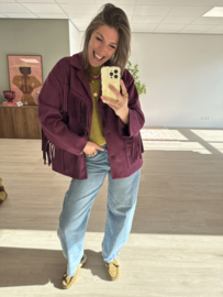 Fringe suedine jacket - purple/aubergine