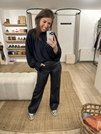 Leatherlook straight pants Azzurro - dark blue