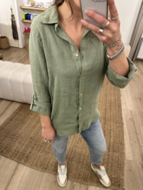 Linen blouse - army green
