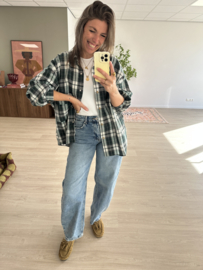 Check pocket blouse - dark green