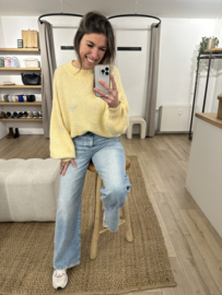 Heart knitted pull Azzurro - yellow light