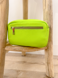 Leather classic crossbody bag - lime