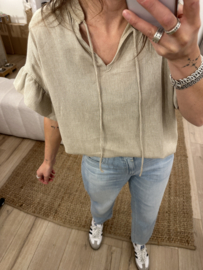 Ruffle stripe top Azzurro - beige