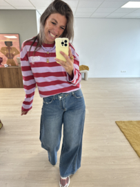 Big stripe longsleeve Azzurro - lila/red