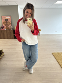 Baseball sweater pull - red