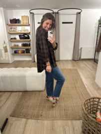 Check blouse Azzurro - dark bordeaux