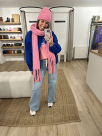 Knitted scarf Azzurro - pink