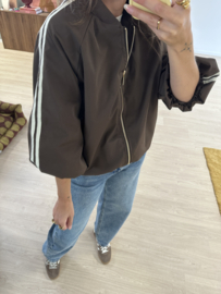 Stripe sportive jacket - dark brown