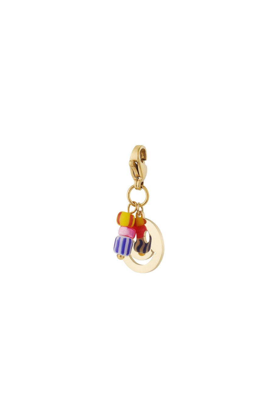 Colored smiley jewelry charm - gold
