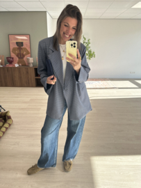 Check split blazer - dark blue