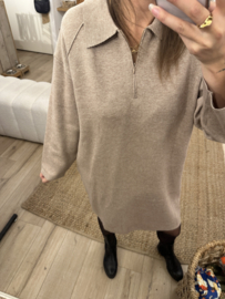 Zip pull dress Azzurro - taupe